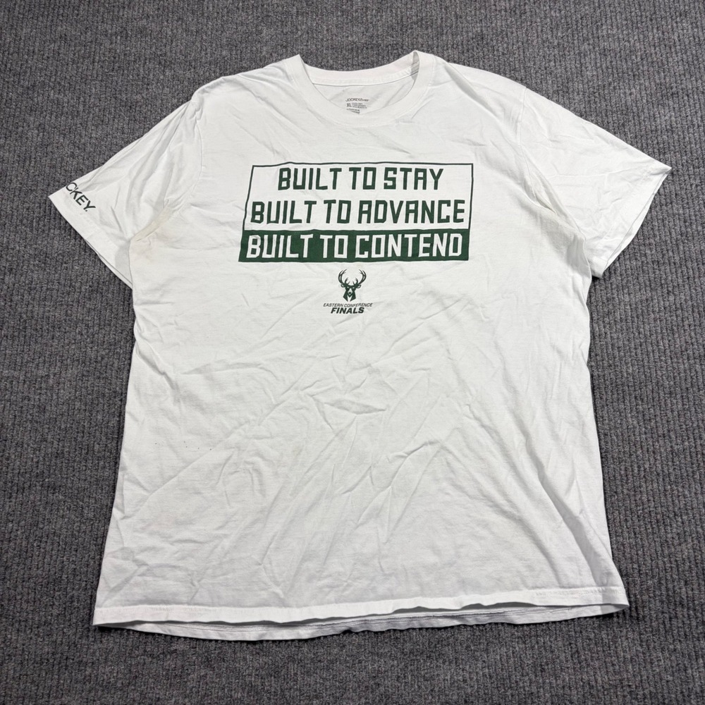 Jockey Milwaukee Shirt Men's XL Bucks Eastern Conference Finals White NBA Tee